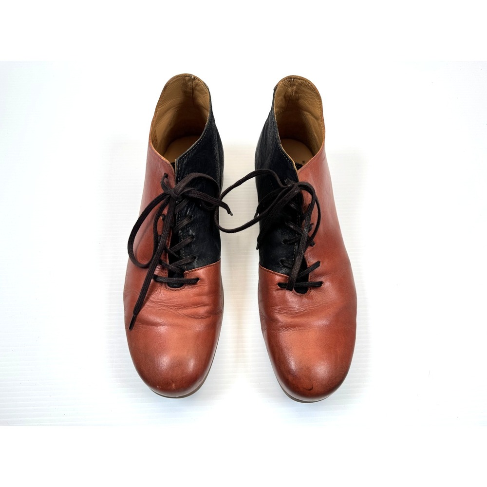 John Fluevog Radio CJRT Lace-up Ankle Boots Women 10 Leather Comfort Rusty Brown - Picture 2 of 16